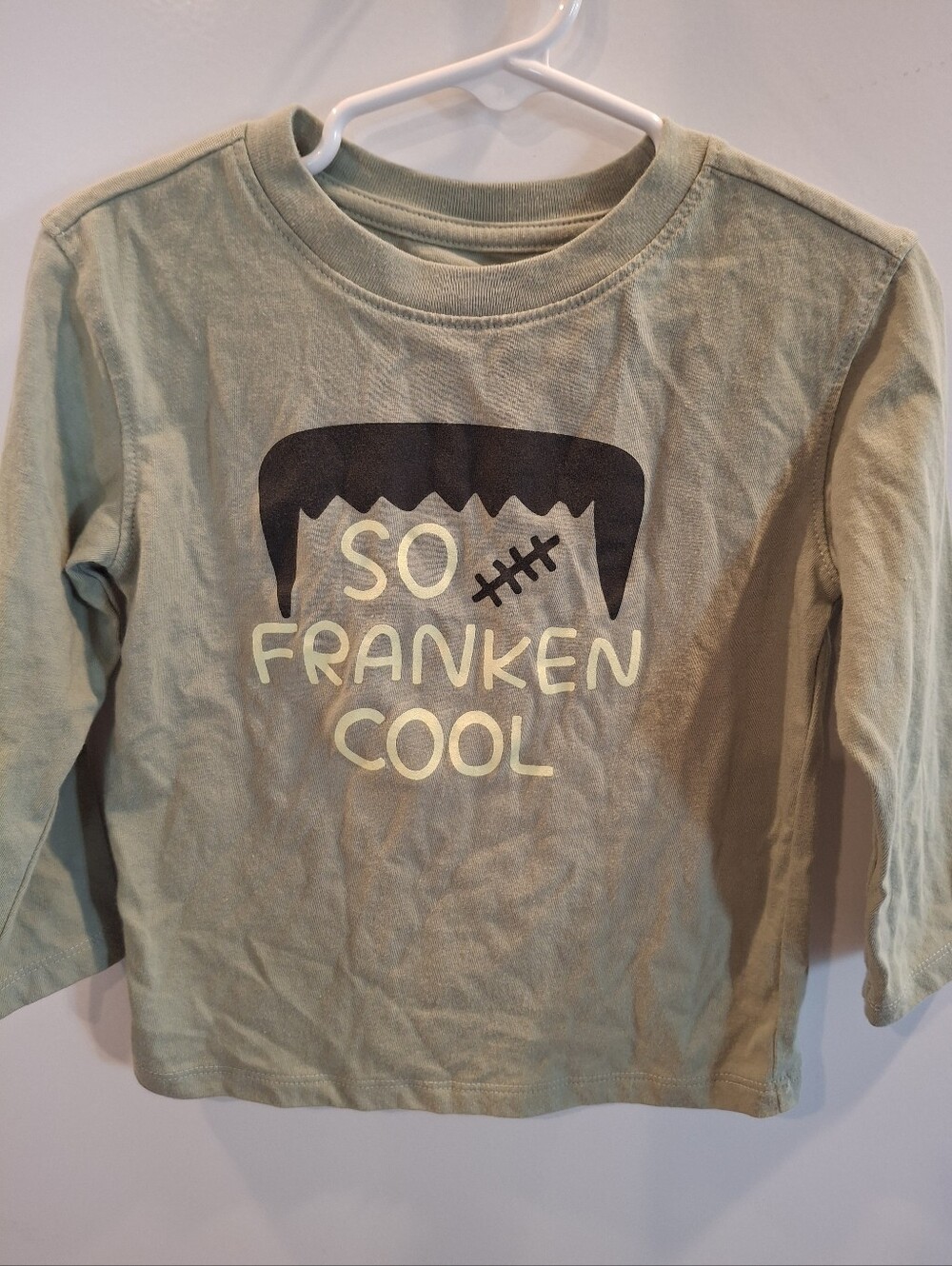 Cat & Jack Light Olive "So Franken Cool" Long-Sleeve Tee